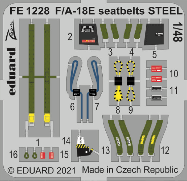 Eduard FE1228 1:48F/A-18E Super Hornet seatbelts STEEL to be used with Hobby Boss