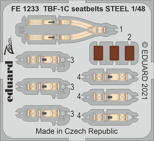 Eduard FE1233 1:48 TBF-1C Avenger seatbelts STEEL