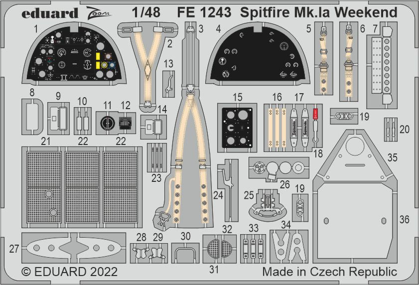 Eduard FE1243 1:48 Supermarine Spitfire Mk.Ia Weekend