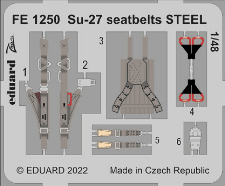 Eduard FE1250 1:48 Sukhoi Su-27 seatbelts STEEL