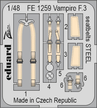 Eduard FE1259 1:48 de Havilland Vampire F.3 seatbelts for Airfix