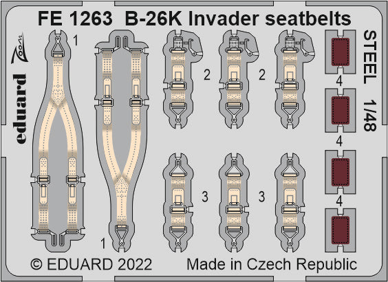 Eduard FE1263 1:48 Douglas B-26K Invader seatbelts STEEL