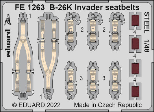 Eduard FE1263 1:48 Douglas B-26K Invader seatbelts STEEL