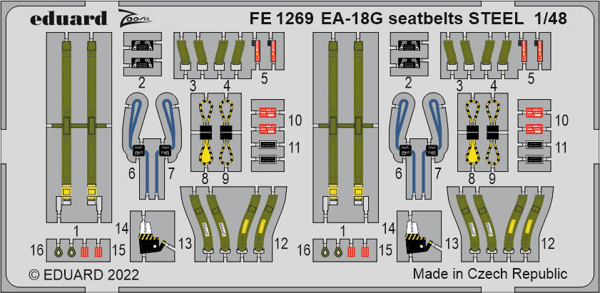 Eduard FE1269 1:48 Boeing EA-18G seatbelts STEEL