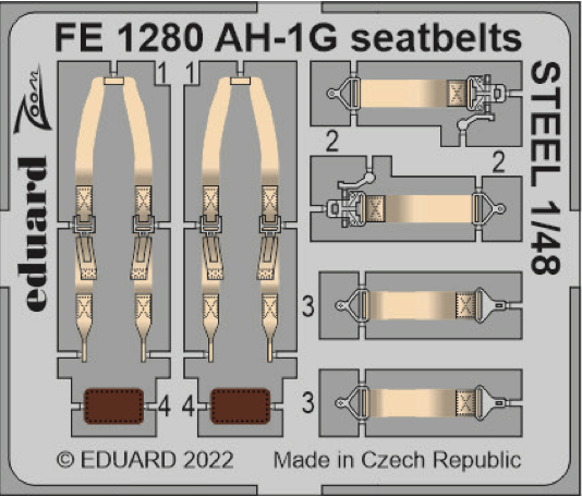 Eduard FE1280 1:48 Bell AH-1G Cobra seatbelts STEEL