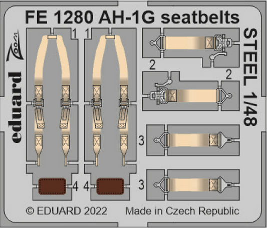 Eduard FE1280 1:48 Bell AH-1G Cobra seatbelts STEEL