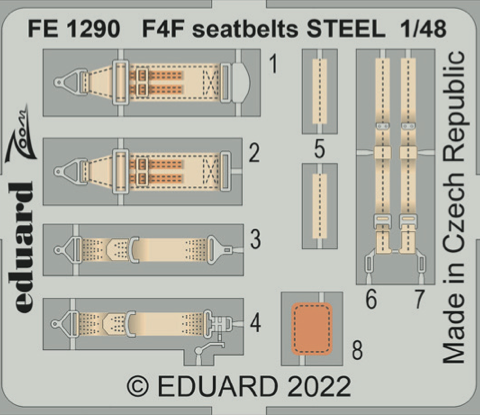 Eduard FE1290 1:48 F4F-3 Wildcat seatbelts STEEL to be used with Eduard
