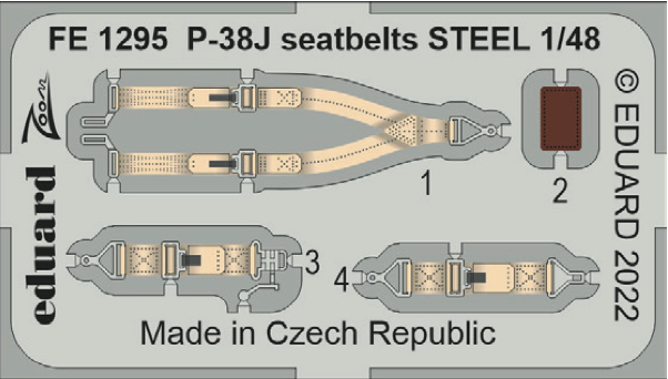 Eduard FE1295 1:48 Lockheed P-38J Lightning seatbelts STEEL