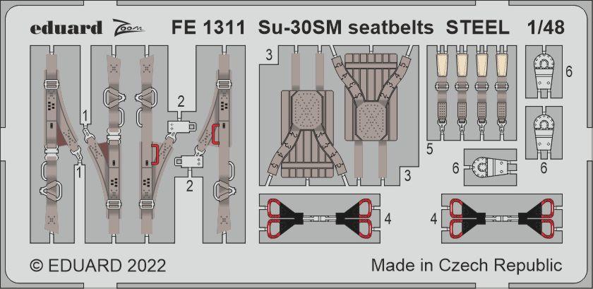 Eduard FE1311 1:48 Sukhoi Su-30SM seatbelts STEEL