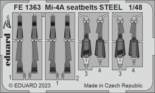 Eduard FE1363 1:48 Mil Mi-4A seatbelts STEEL to be used with Trumpeter