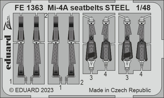 Eduard FE1363 1:48 Mil Mi-4A seatbelts STEEL to be used with Trumpeter