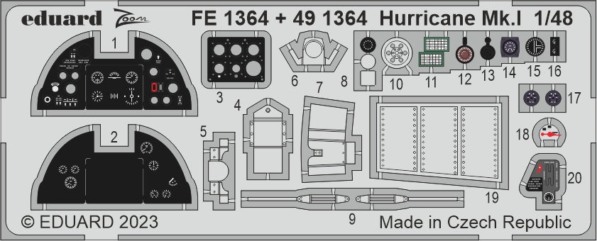 Eduard FE1364 1:48 Hawker Hurricane Mk.I to be used with Hobby Boss