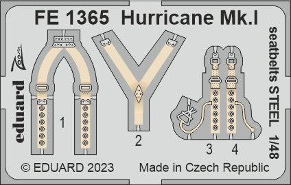 Eduard FE1365 1:48 Hawker Hurricane Mk.I seatbelts STEEL to be used with Hobby Boss