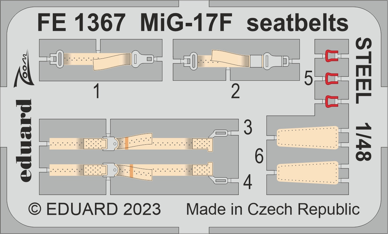 Eduard FE1367 1:48 MiG-17F seatbelts STEEL to be used with Ammo
