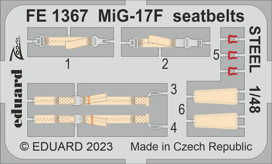 Eduard FE1367 1:48 MiG-17F seatbelts STEEL to be used with Ammo