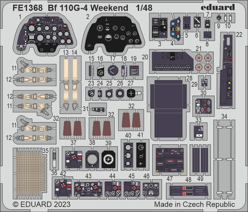 Eduard FE1368 1:48 Messerschmitt Bf110 G-4 Weekend to be used with Eduard