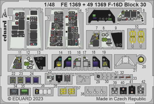 Eduard FE1369 1:48 F-16D Block 30 to be used with Kinetic