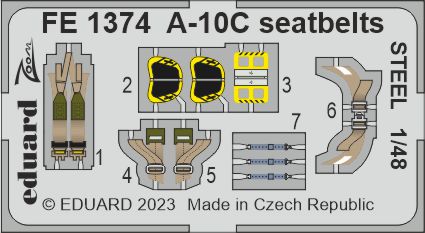 Eduard FE1374 1:48 A-10C Thunderbolt II seatbelts STEEL to be used with Academy