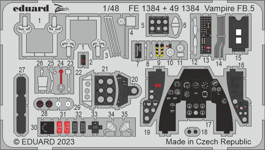 Eduard FE1384 1:48 de Havilland Vampire FB.5 1/48 (designed to be used with Airfix kits)