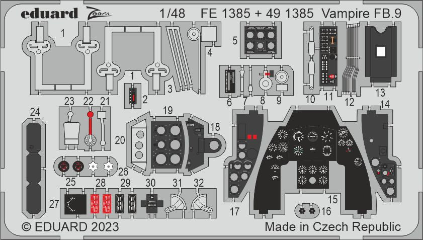 Eduard FE1385 1:48 de Havilland Vampire FB.9 to be used with Airfix