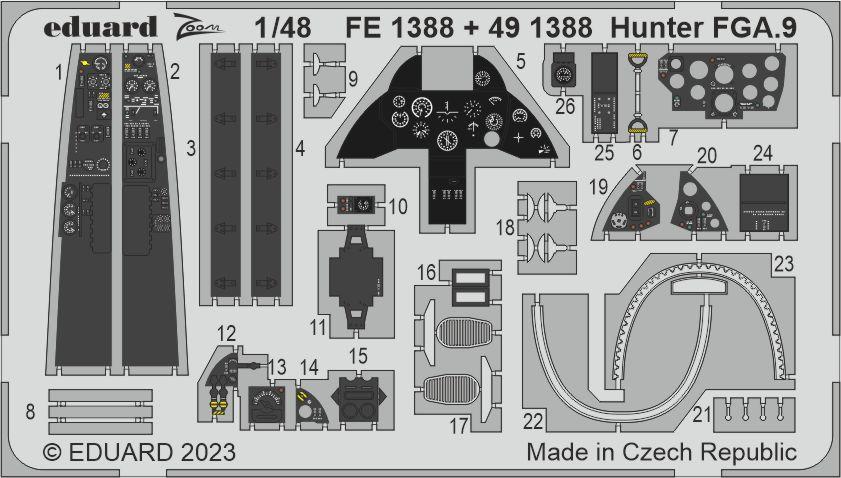 Eduard FE1388 1:48 Hawker Hunter FGA.9 1/48 (designed to be used with Airfix kits)