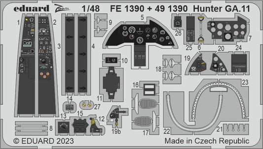 Eduard FE1390 1:48 Hawker Hunter GA.11 to be used with Airfix