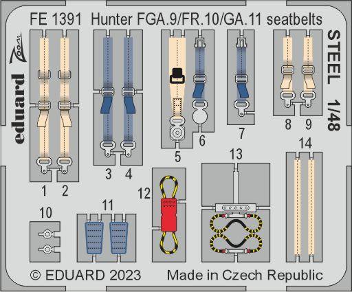 Eduard FE1391 1:48 Hawker Hunter FGA.9/FR.10/GA.11 seatbelts STEEL