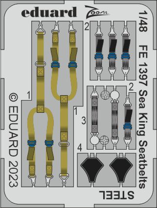 Eduard FE1397 1:48 Westland Sea King HAS.1/HAS.5/HU.5 seatbelts STEEL