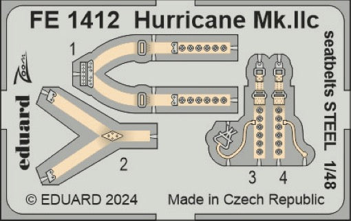 Eduard FE1412 1:48 Hawker Hurricane Mk.IIc seatbelts STEEL