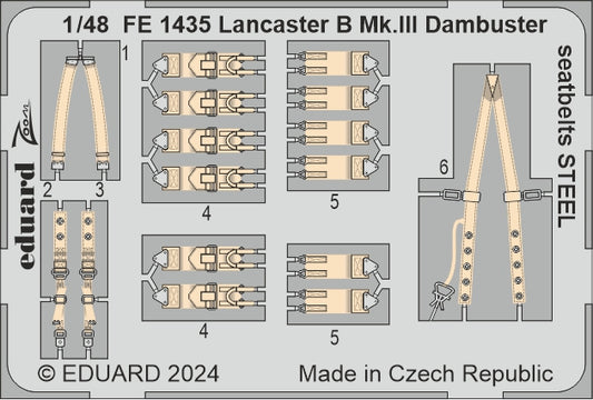 Eduard FE1435 1:48 Avro Lancaster B Mk.III Dambuster seatbelts STEEL