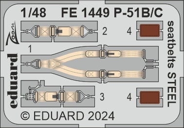 Eduard FE1449 1:48 North-American P-51B/P-51C seatbelts STEEL