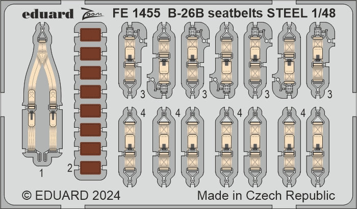 Eduard FE1455 1:48 Martin B-26B Marauder seatbelts STEEL