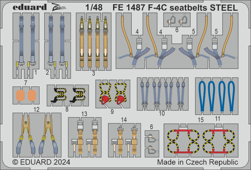 Eduard FE1487 1:48 McDonnell F-4C Phantom Seatbelts STEEL Zoom Set