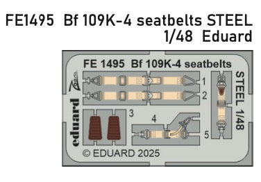 Eduard FE1495 1:48 Messerschmitt Bf-109K-4 seatbelts STEEL