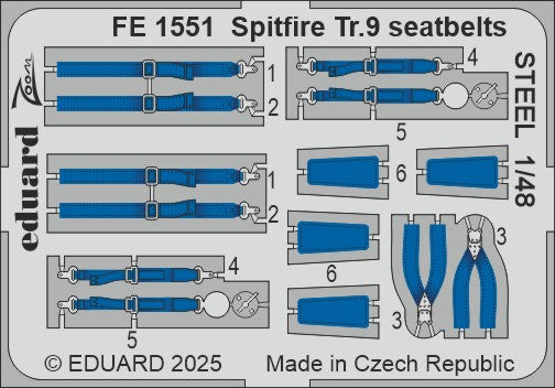 Eduard FE1551 1:48 Supermarine Spitfire Tr.9 Seatbelts STEEL