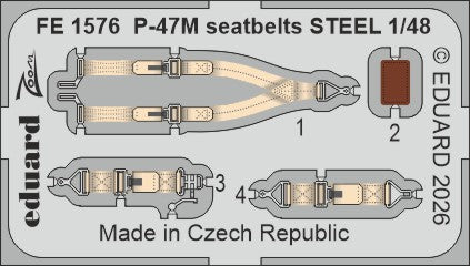 Eduard FE1576 1:48 Republic P-47M Thunderbolt seatbelts STEEL