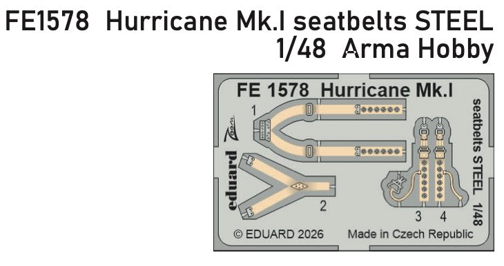 Eduard FE1578 1:48 Hawker Hurricane Mk.I seatbelts STEEL