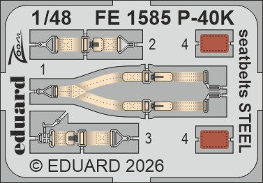 Eduard FE1585 1:48 Curtiss P-40K seatbelts STEEL