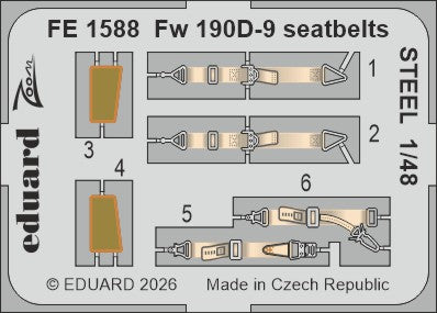 Eduard FE1588 1:48 Focke-Wulf Fw-190D-9 Seatbelts STEEL