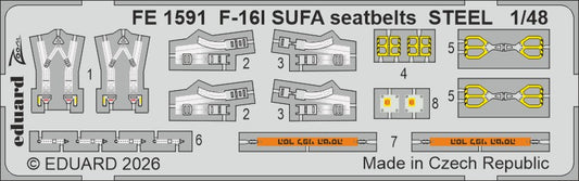 Eduard FE1591 1:48 Lockheed-Martin F-16i SUFA Seatbelts STEEL