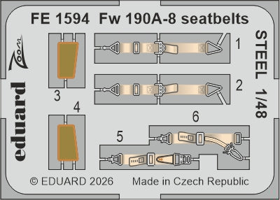 Eduard FE1594 1:48 Focke-Wulf Fw-190A-8 Seatbelts STEEL