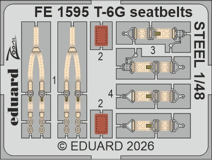 Eduard FE1595 1:48 North-American T-6G Texan Seatbelts STEEL