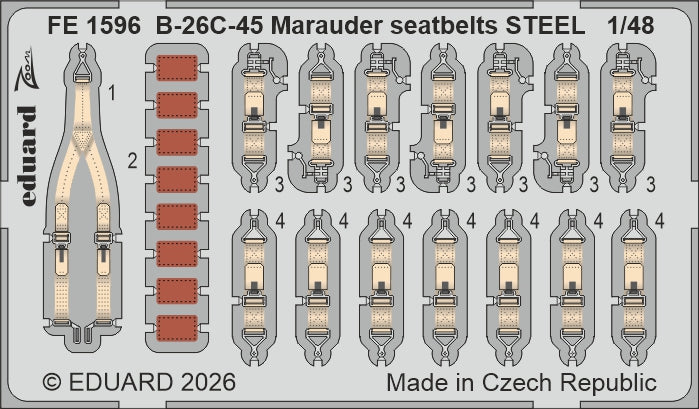 Eduard FE1596 1:48 Martin B-26C-45 Marauder Seatbelts STEEL