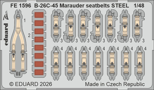 Eduard FE1596 1:48 Martin B-26C-45 Marauder Seatbelts STEEL