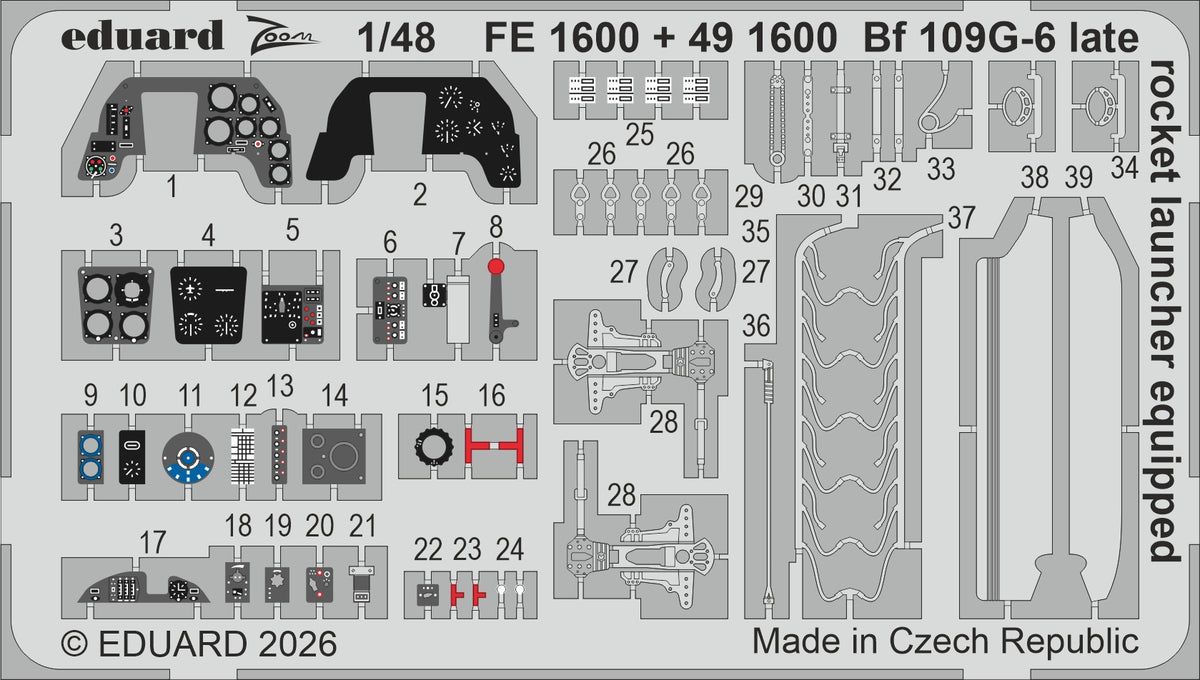 Eduard FE1600 1:48 Messerschmitt Bf-109G-6 late (rocket launcher equipped)