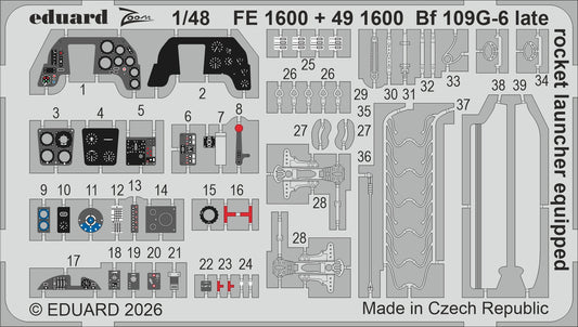 Eduard FE1600 1:48 Messerschmitt Bf-109G-6 late (rocket launcher equipped)