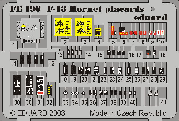 Eduard FE196 1:48 McDonnell-Douglas F/A-18 Hornet placards
