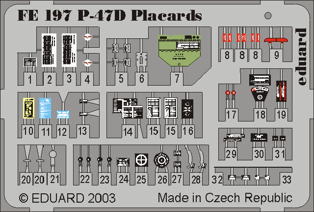 Eduard FE197 1:48 Republic P-47D Thunderbolt placards
