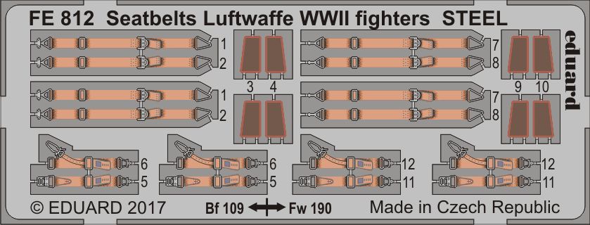 Eduard FE812 1:48 Seatbelts Lufewaffe WWII fighters STEEL kits