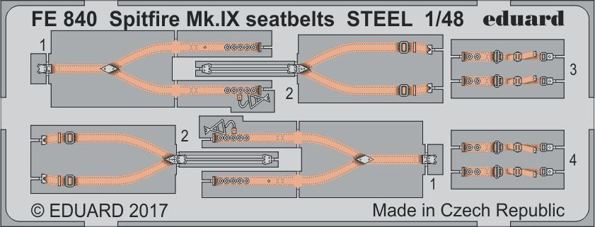 Eduard FE840 1:48 Supermarine Spitfire Mk.IXC/Mk.IXE seatbelts STEEL